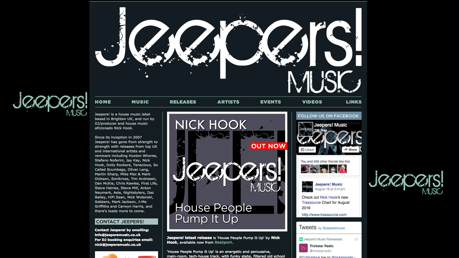 Jeepers! Music label website designed by Hook Web & Print