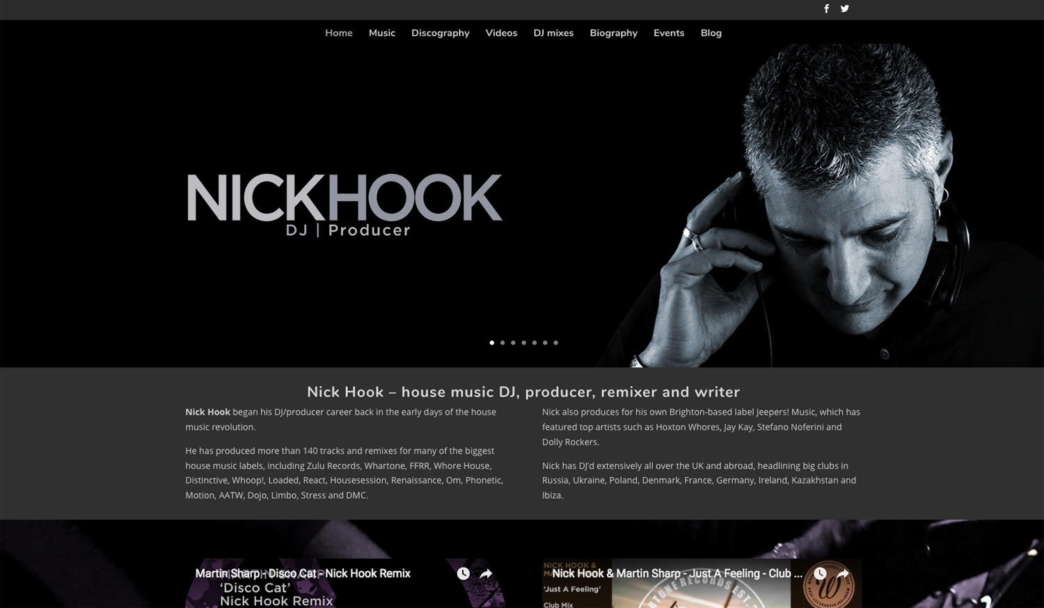 Nick Hook website - designed by Hook Web & Print